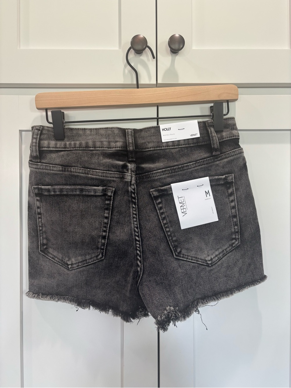 VERVET Black Distressed High-Rise Denim Shorts - Picture 5 of 6